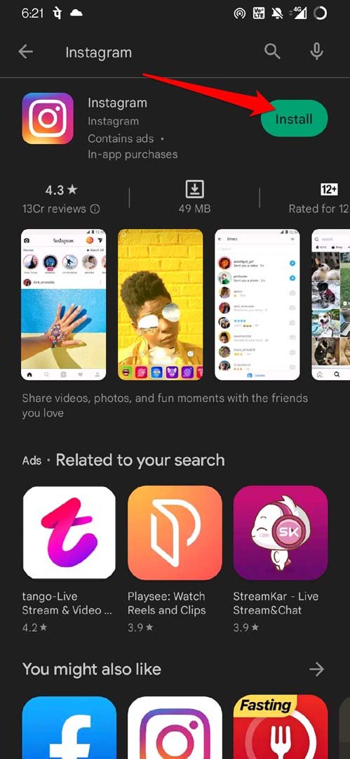 Установка Instagram на Android