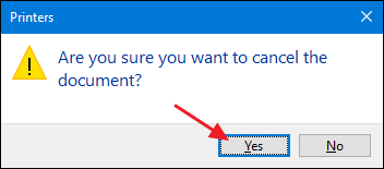 Подтверждение отмены задания печати