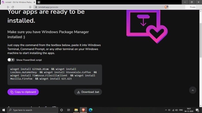 winstall (copying installation script)