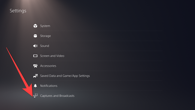 Меню настроек с выделенным пунктом «Записи и трансляции»