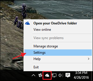 Значок OneDrive в трее для доступа к настройкам Fetch