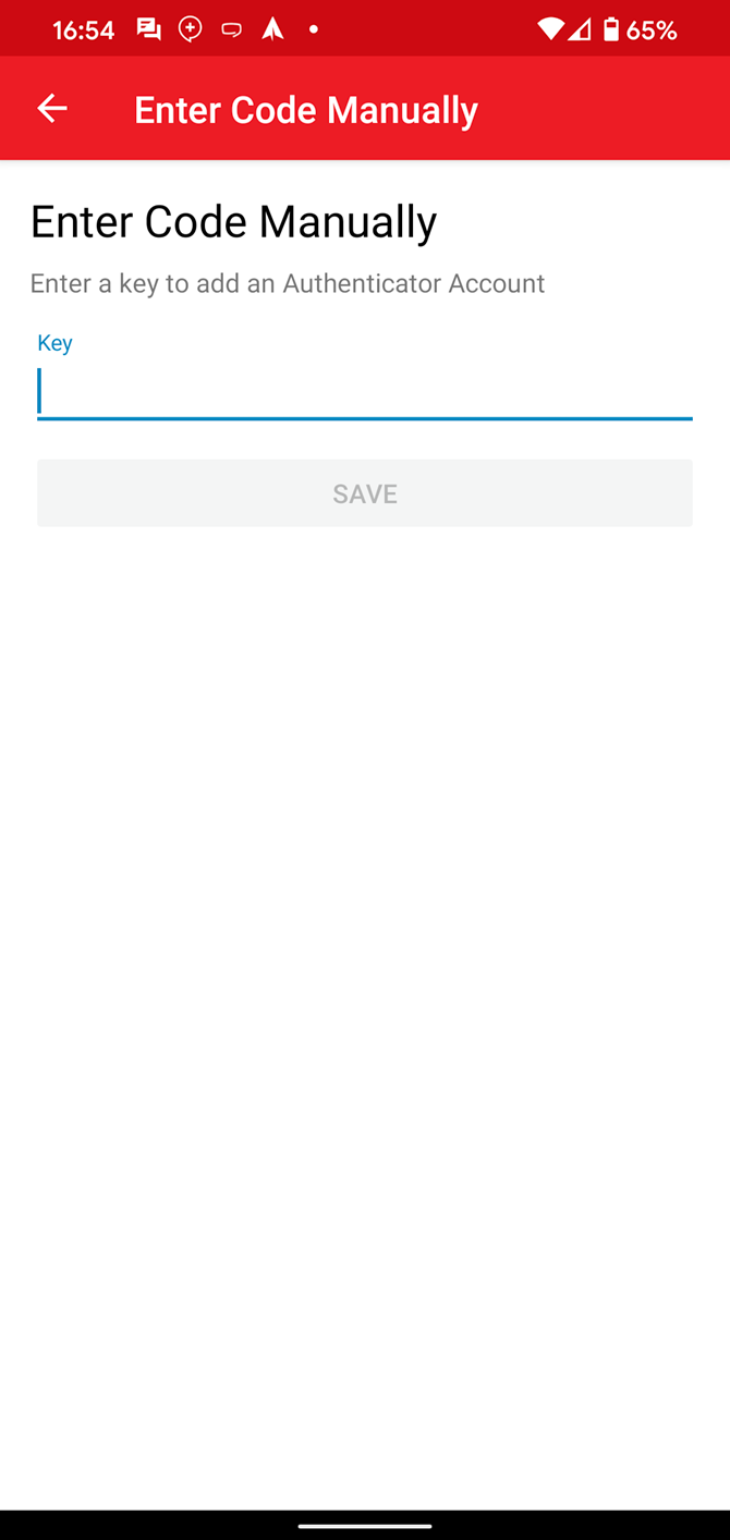 Ручной код в Authy