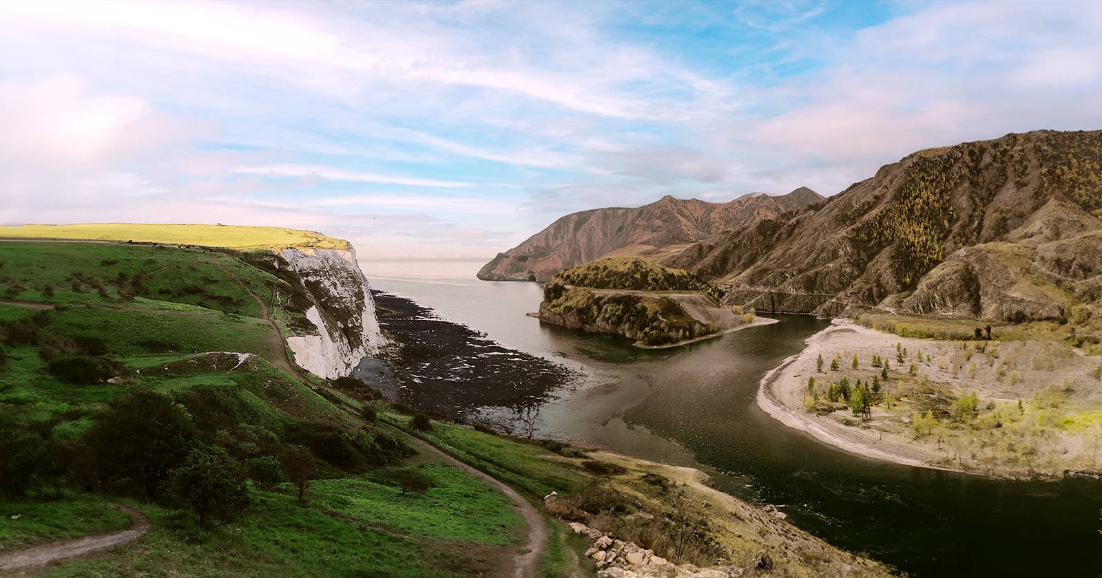 Два пейзажных фото, объединённые в одно с помощью Generative Fill в Photoshop Beta