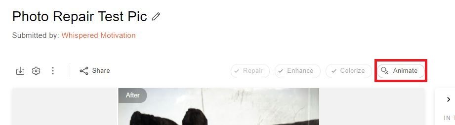 Анимация лица на старой фотографии, созданная с помощью инструмента Animate