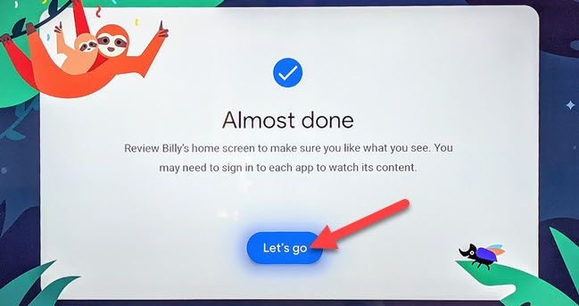приглашение завершить настройку и перейти к экрану
