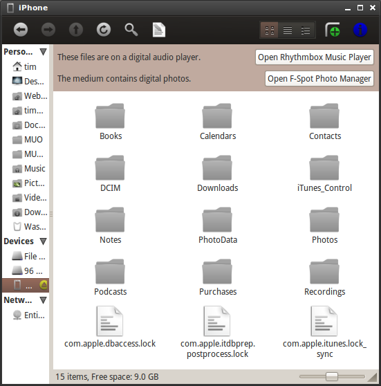 Интерфейс Banshee при синхронизации с iPhone