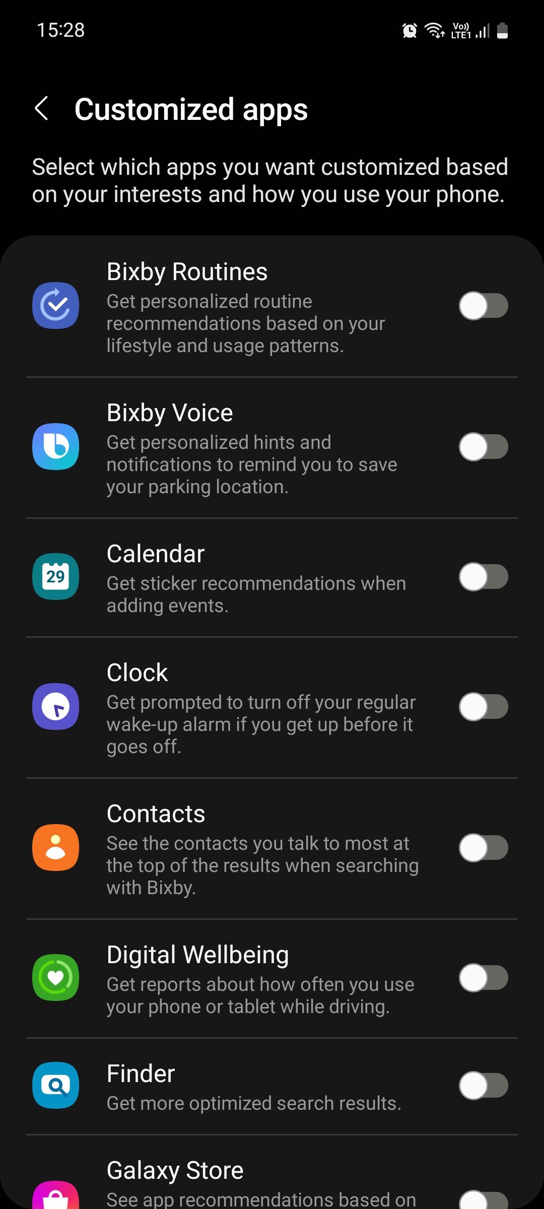 Samsung Galaxy Store customized apps