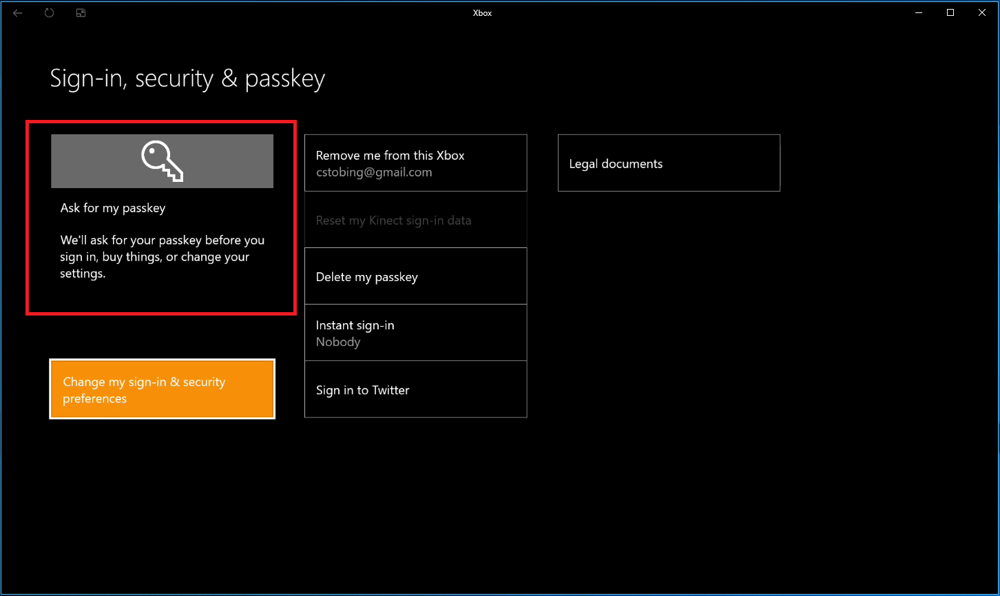 Панель безопасности: опция паскода активирована