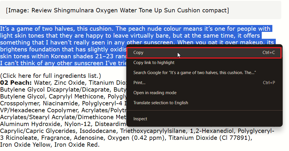 Копирование текста из Textise