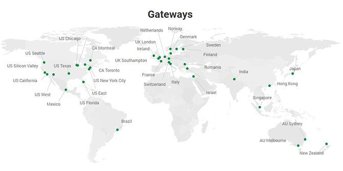 Список серверов PIA по всему миру