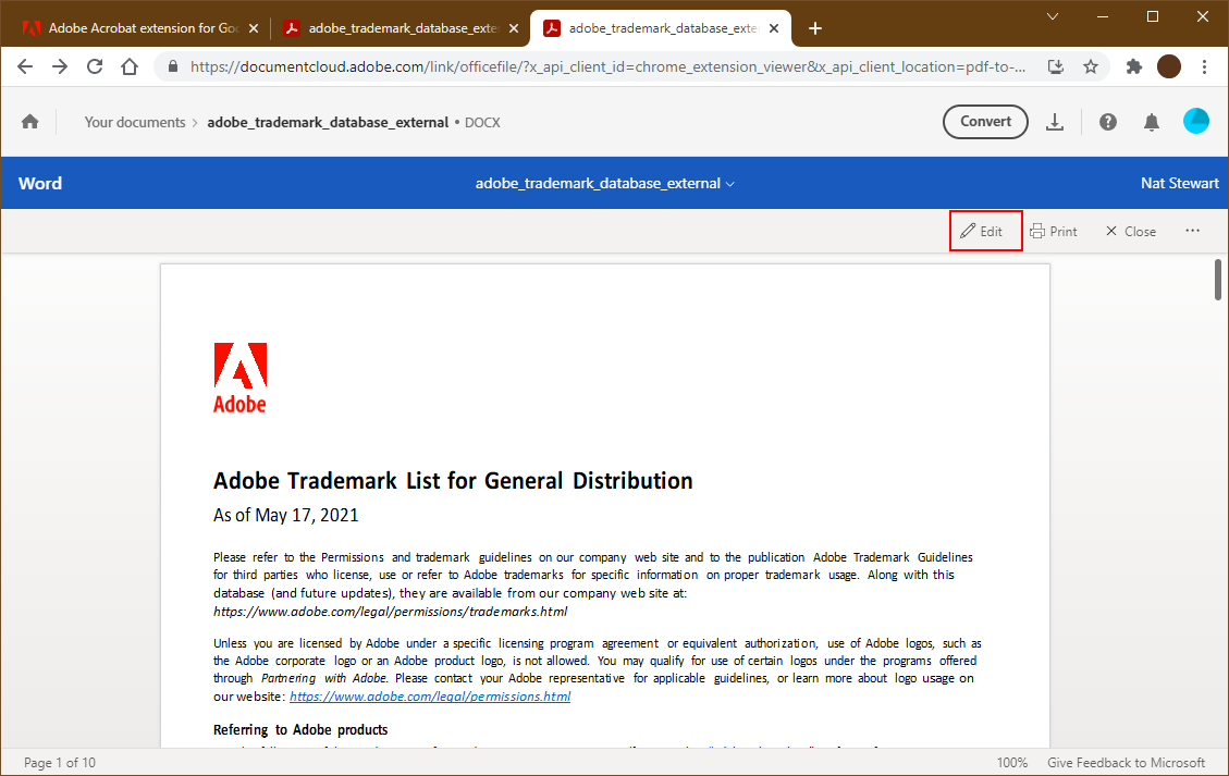 PDF конвертируется в файл .docx для Microsoft Word