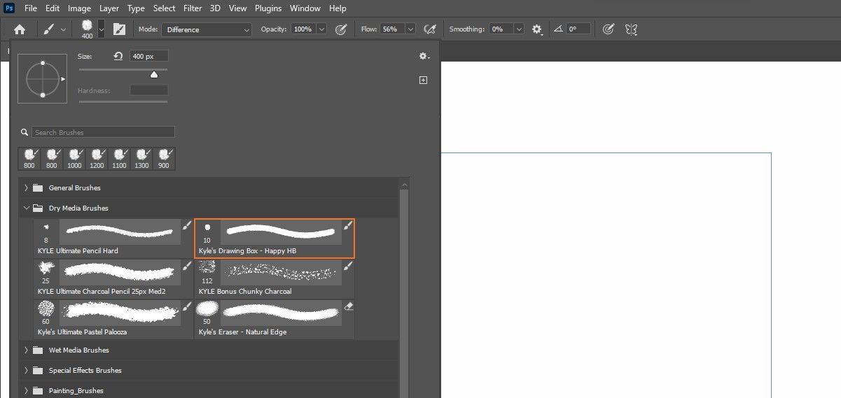 настройки кисти Dry Media Brushes