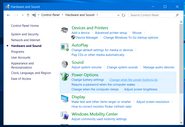 Снимок экрана: панель управления Windows, пункт 