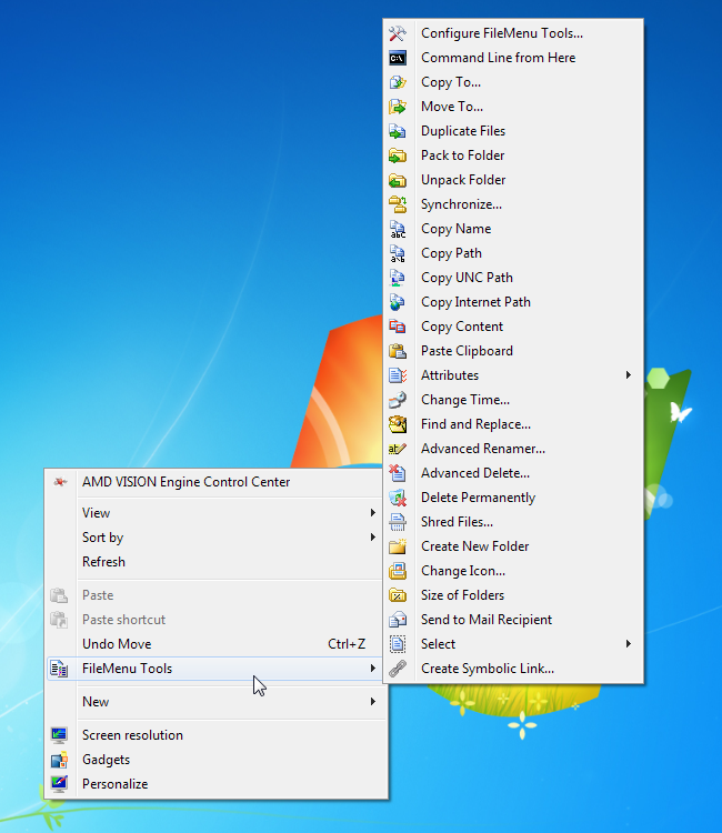Подменю FileMenu Tools в контекстном меню Проводника Windows
