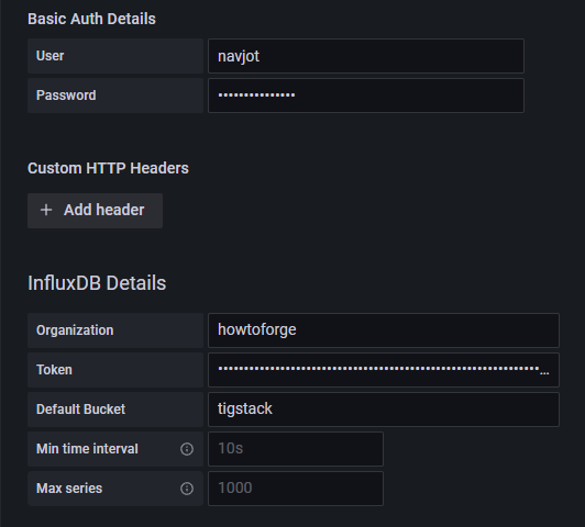 Детали InfluxDB в Grafana