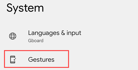 Перейдите в раздел Жесты