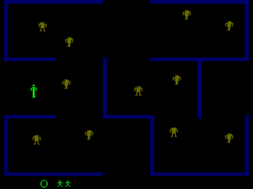 Скриншот игры Berzerk, процесс игры в MAME