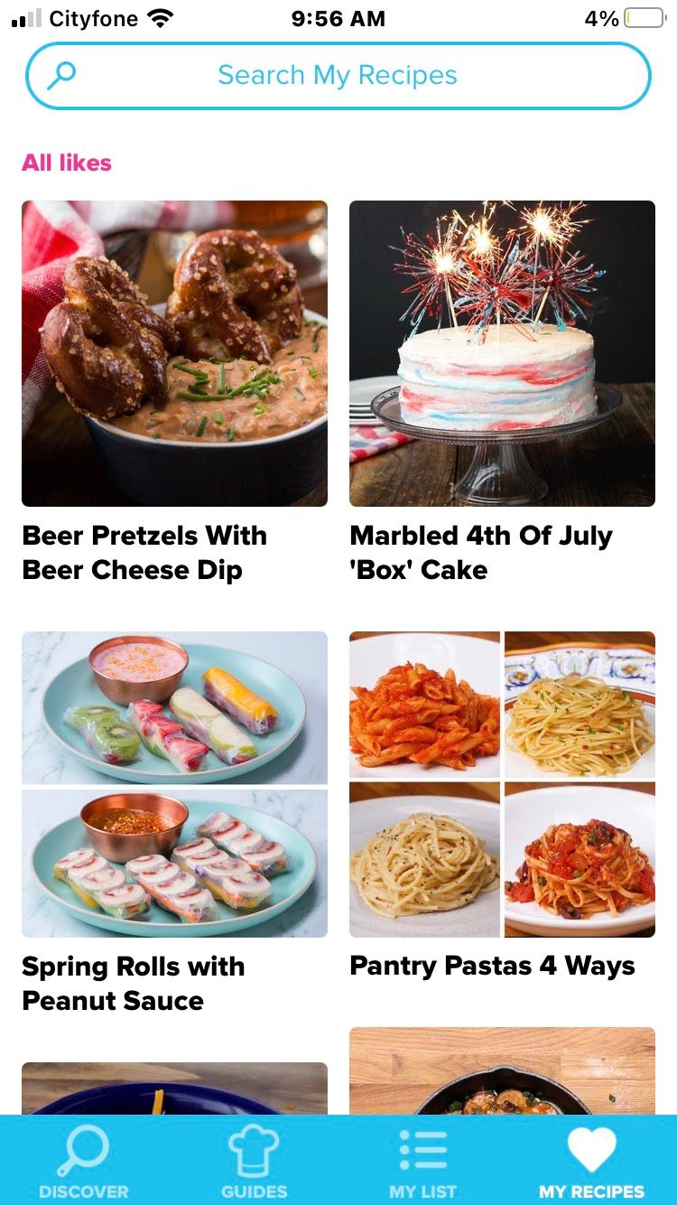 Скрин избранного в Tasty