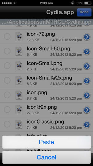 Coller l’icône dans Cydia.app