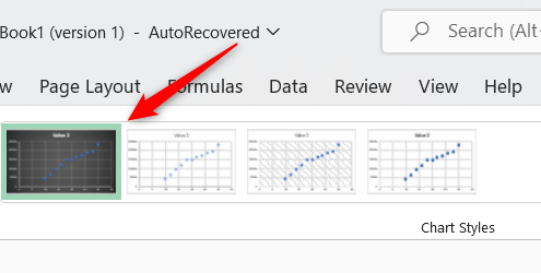 Выбор стиля диаграммы.