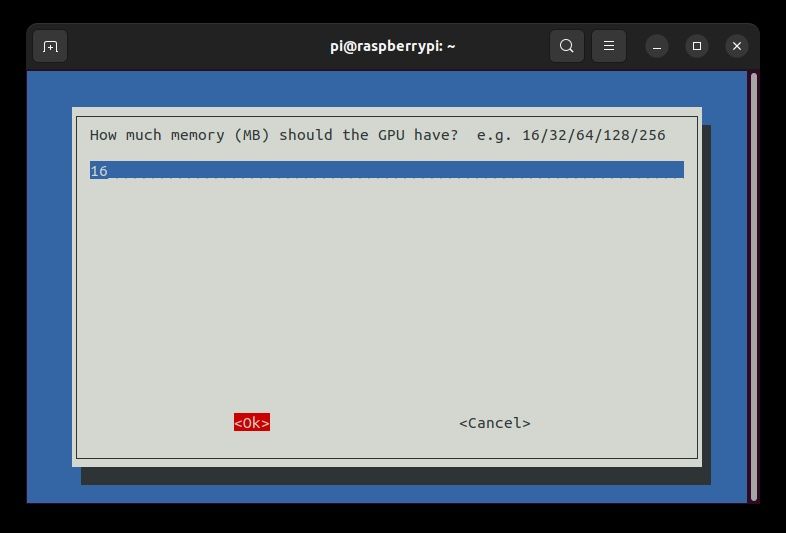 Set available GPU memory on Raspberry Pi