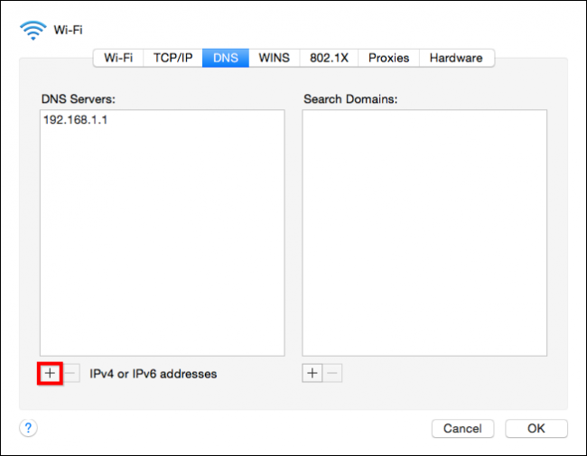 Добавление DNS-серверов в macOS