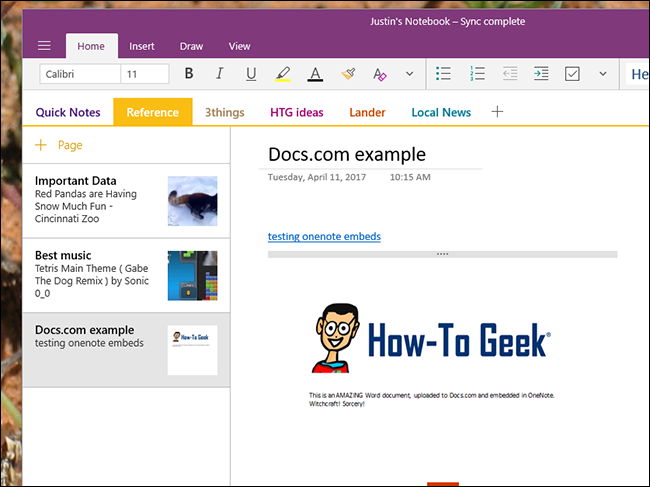 Встроенный документ в OneNote с визуальным просмотром и аннотациями