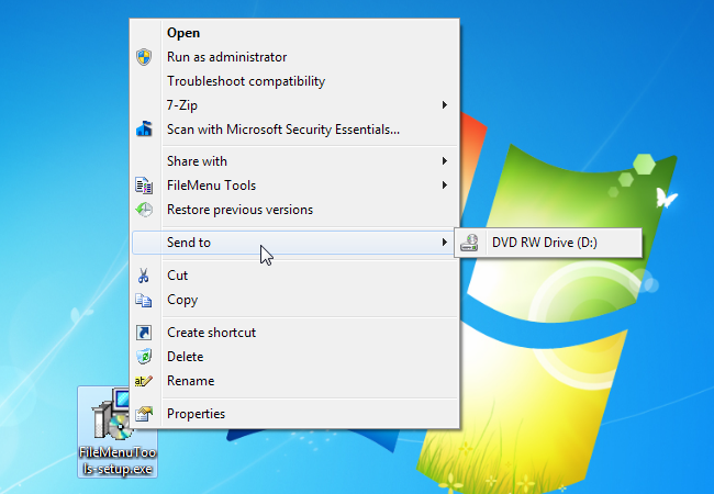 Скрытие встроенных в Windows пунктов Send To