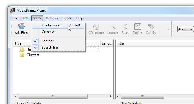Проводник файлов Picard — выбор папки с музыкой