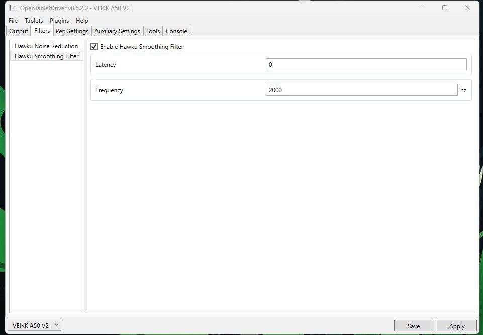 Фильтры сглаживания в Open Tablet Driver