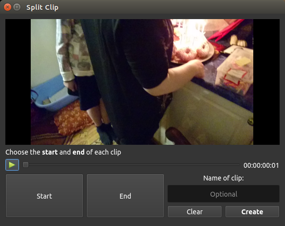 Окно разделения и среза клипа