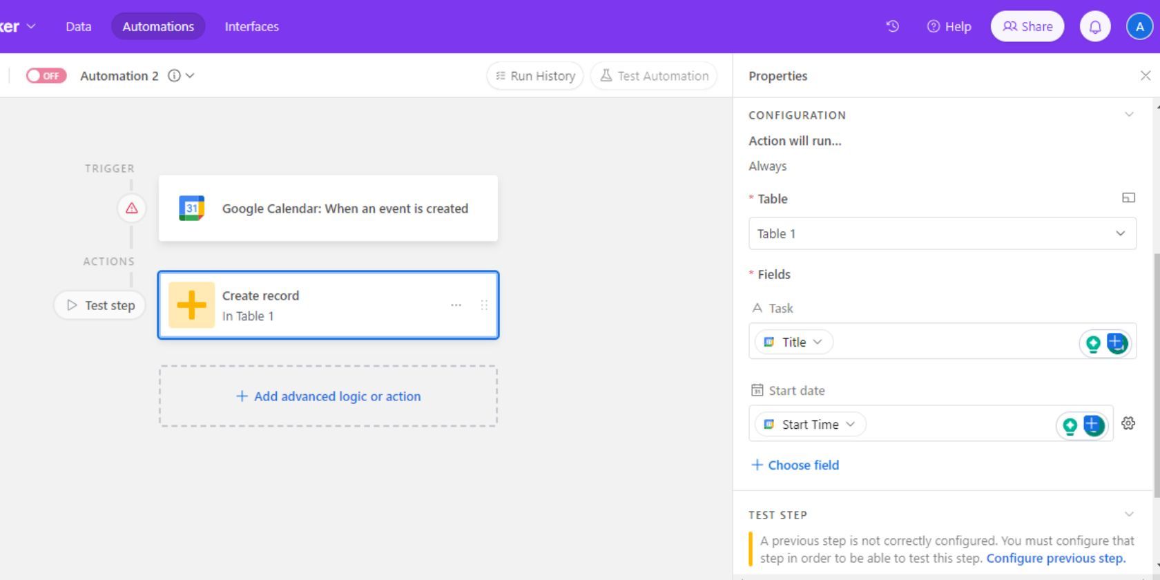 Скриншот интеграции Google Calendar