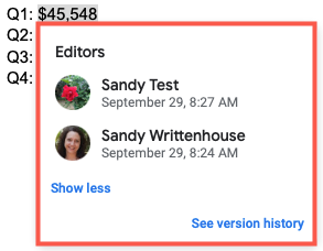 Список редакторов с датами и временем