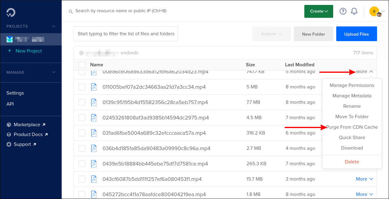 Управление настройками CDN в DigitalOcean Spaces
