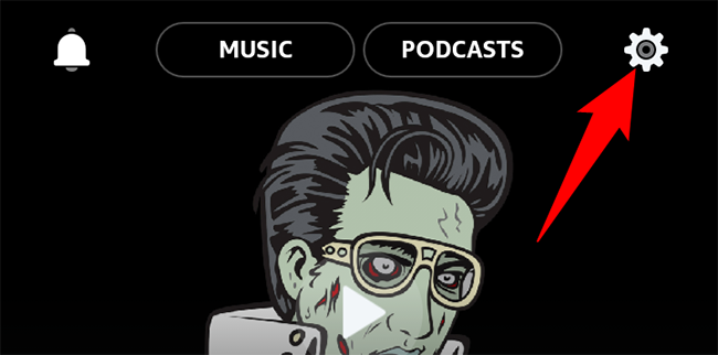 Коснитесь значка шестерёнки в правом верхнем углу приложения Amazon Music