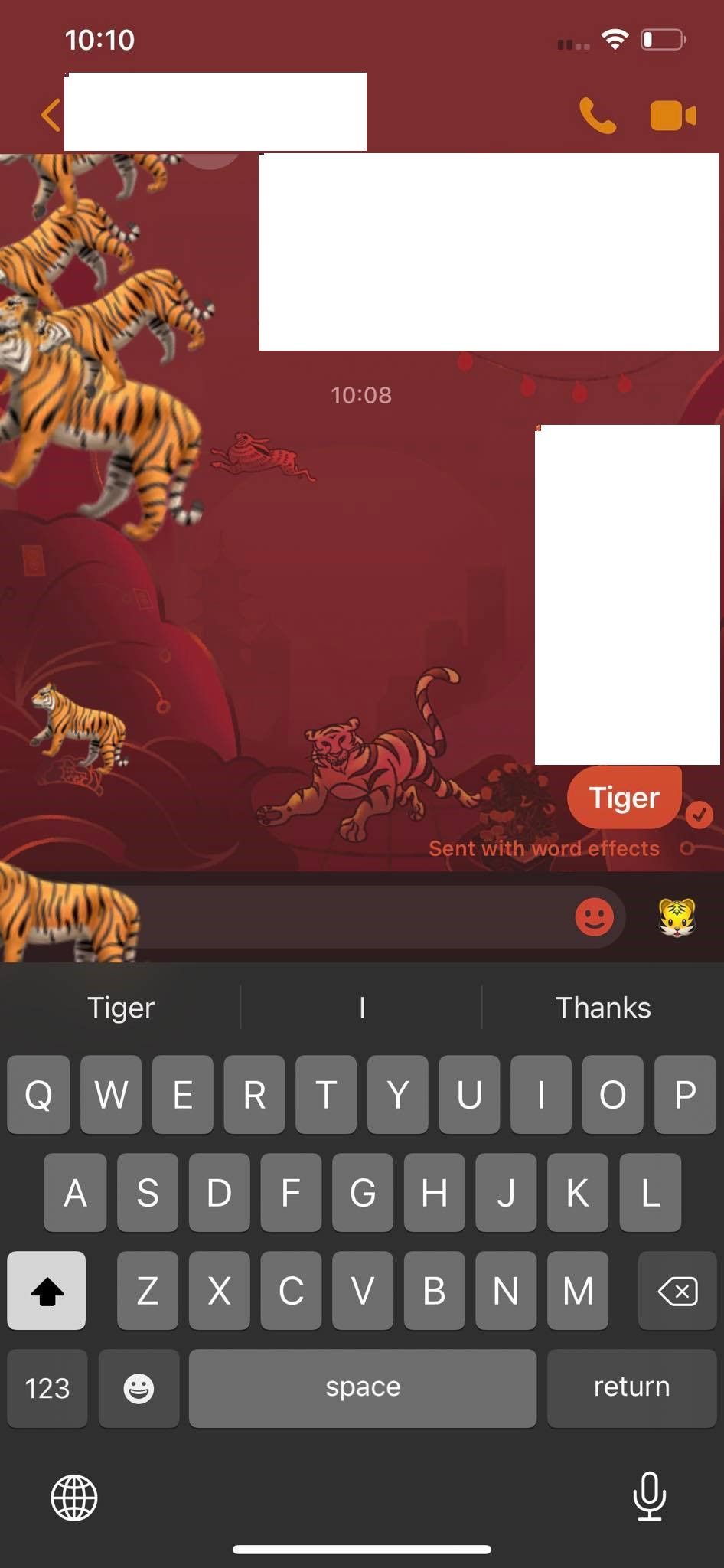 Пример использования word effect: анимация с эмодзи при отправке фразы