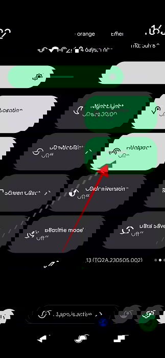 Включение точки доступа через быстрые настройки Android