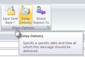 Вкладка Параметры — пункт Отложенная доставка