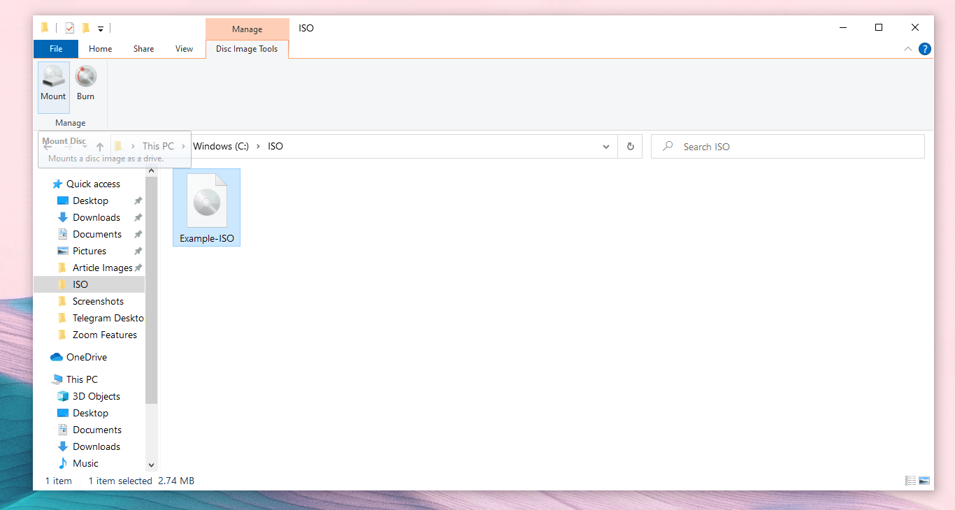Монтирование ISO из ленты