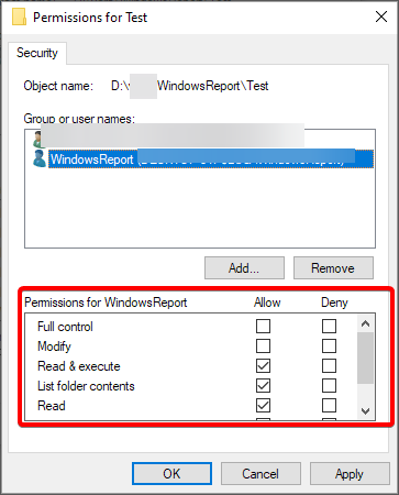 Список разрешений с чекбоксами для пользователя