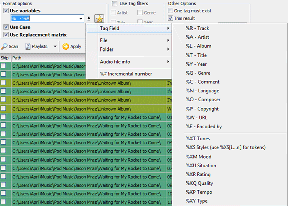 Выбор переменных и форматирования — The Godfather
