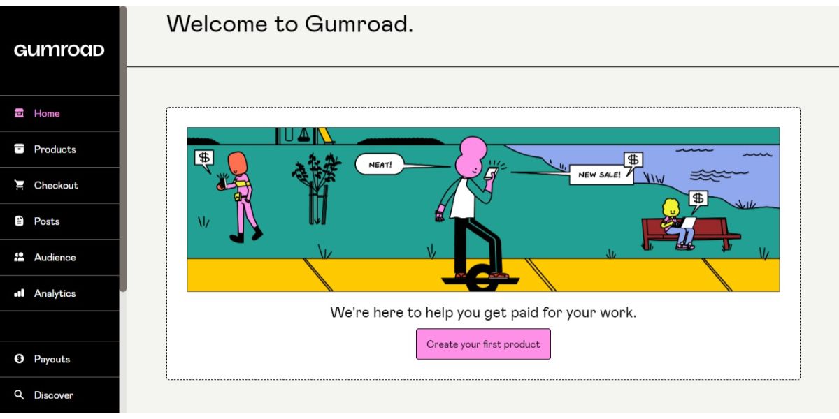 Главная страница Gumroad