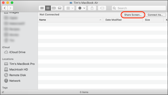 Поделиться экраном через Finder