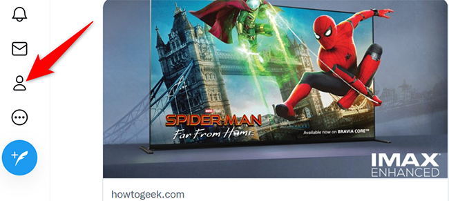 Выберите «Профиль» в левой боковой панели Twitter.