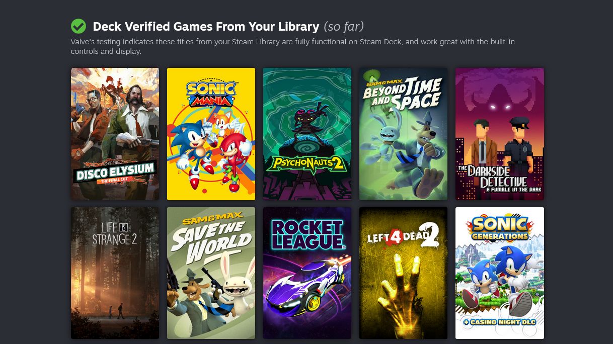 список игр с пометками совместимости Steam Deck