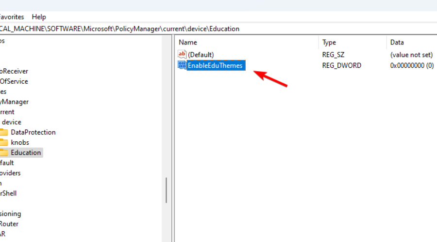 Параметр EnableEduThemes в реестре