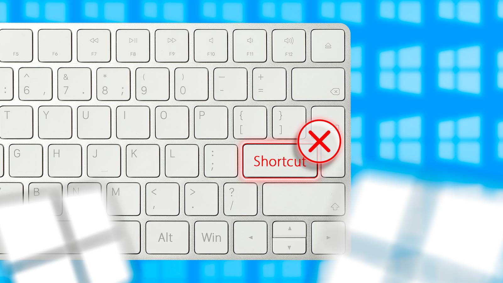 Клавиатура с кнопкой «shortcut» и крестиком над ней.