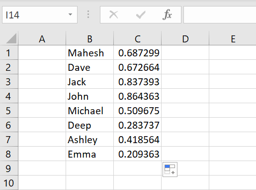 Заполнение случайных чисел рядом с элементами