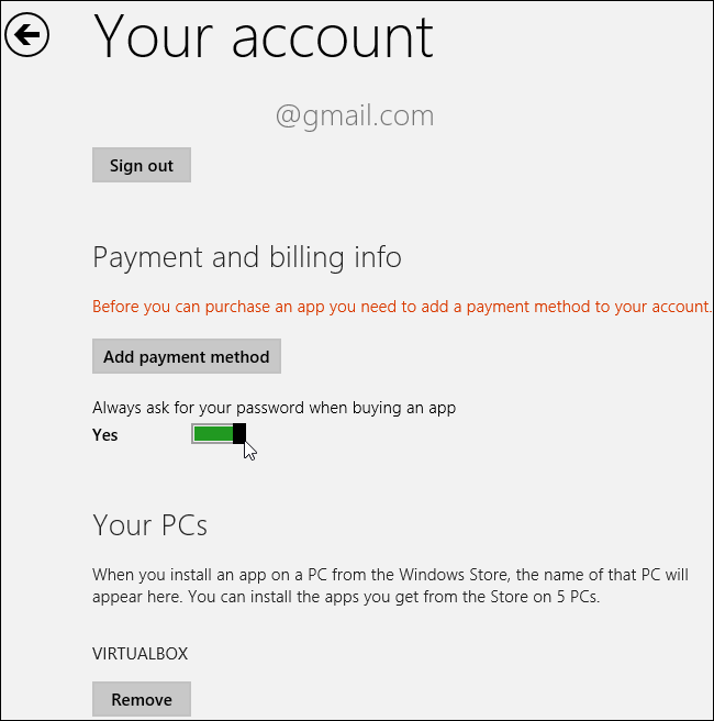 Опция запроса пароля при покупке