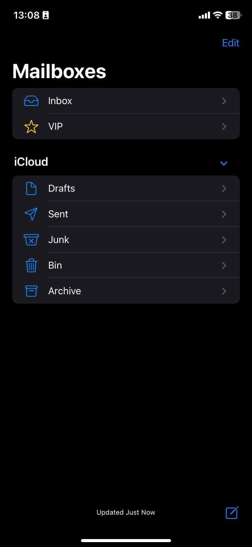 Mail app open in iOS